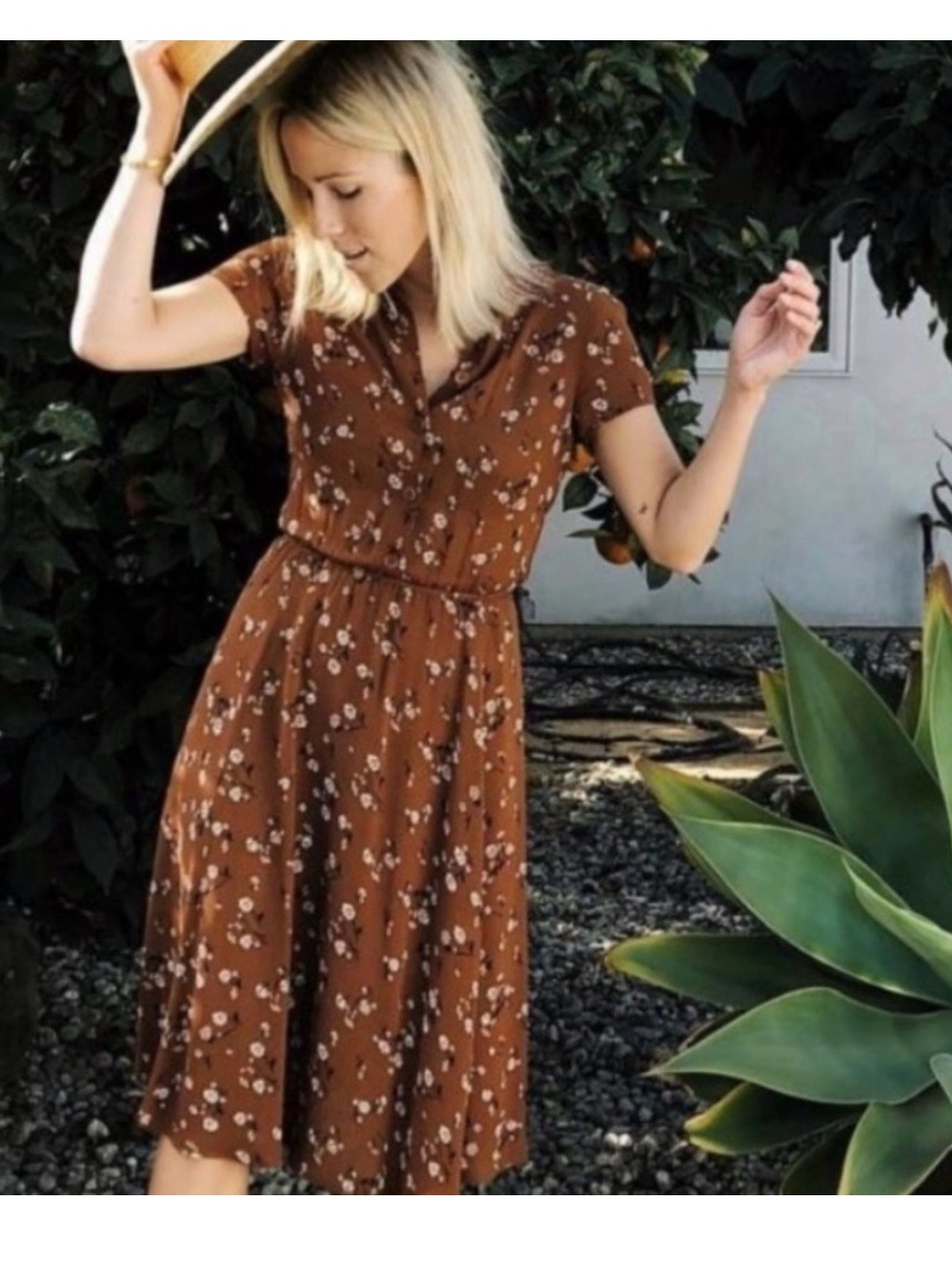 Reformation Leigh Brown Floral Midi Dress Size M Cottagecore Fall Capsule $278
